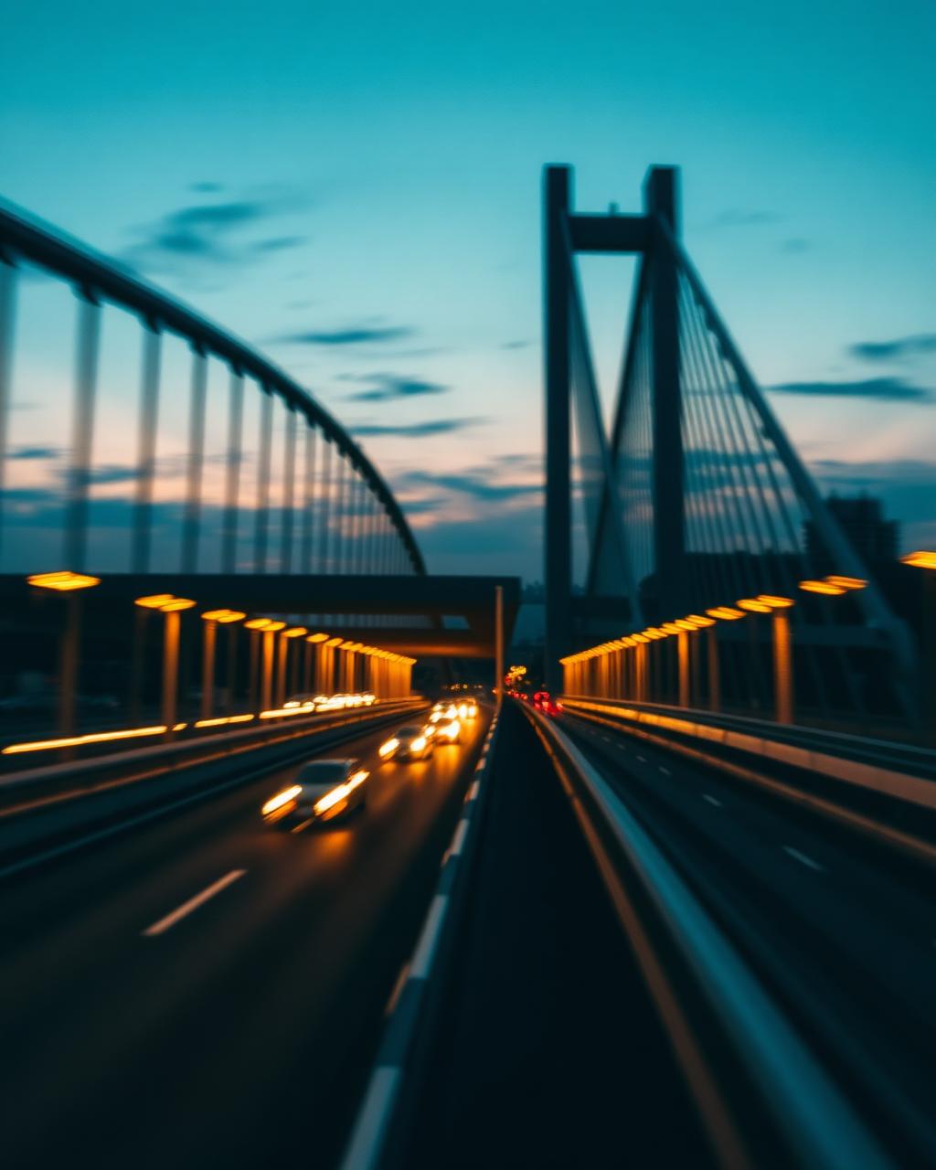 Rodovia moderna ao entardecer representando mobilidade contemporânea